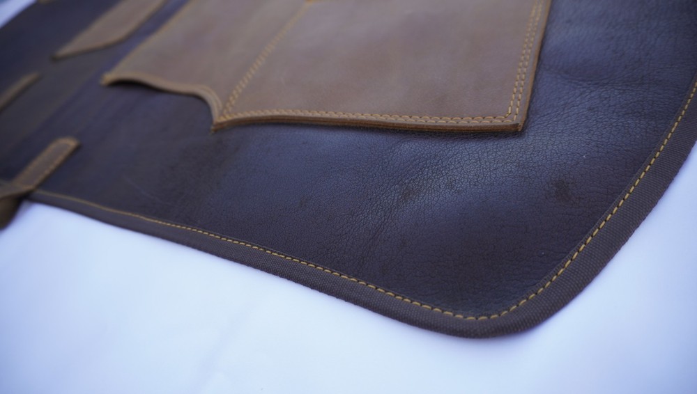 Premium Full Grain Leather Apron - Dark Brown, Split Pockets, Handmade Gift