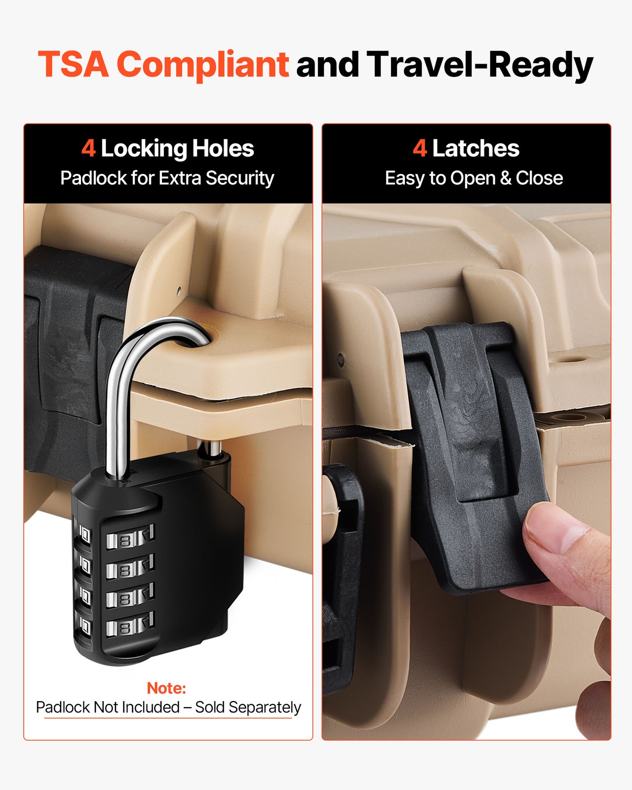 VEVOR Hard Rifle Case IP67 Waterproof Rifle Storage Case with Pre-cut Foam Khaki