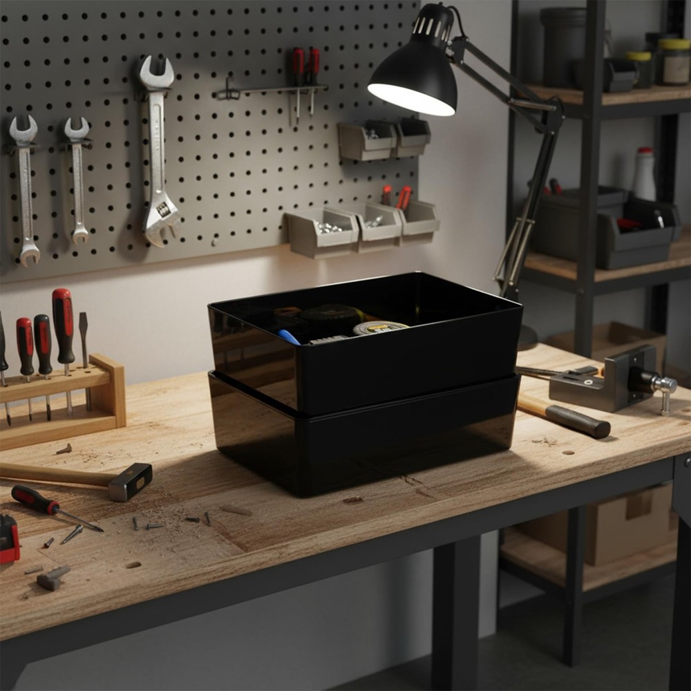 2 Pack Storage Bins with Lids, 10 x 6.9 Inch Multipurpose Stackable Plastic C...