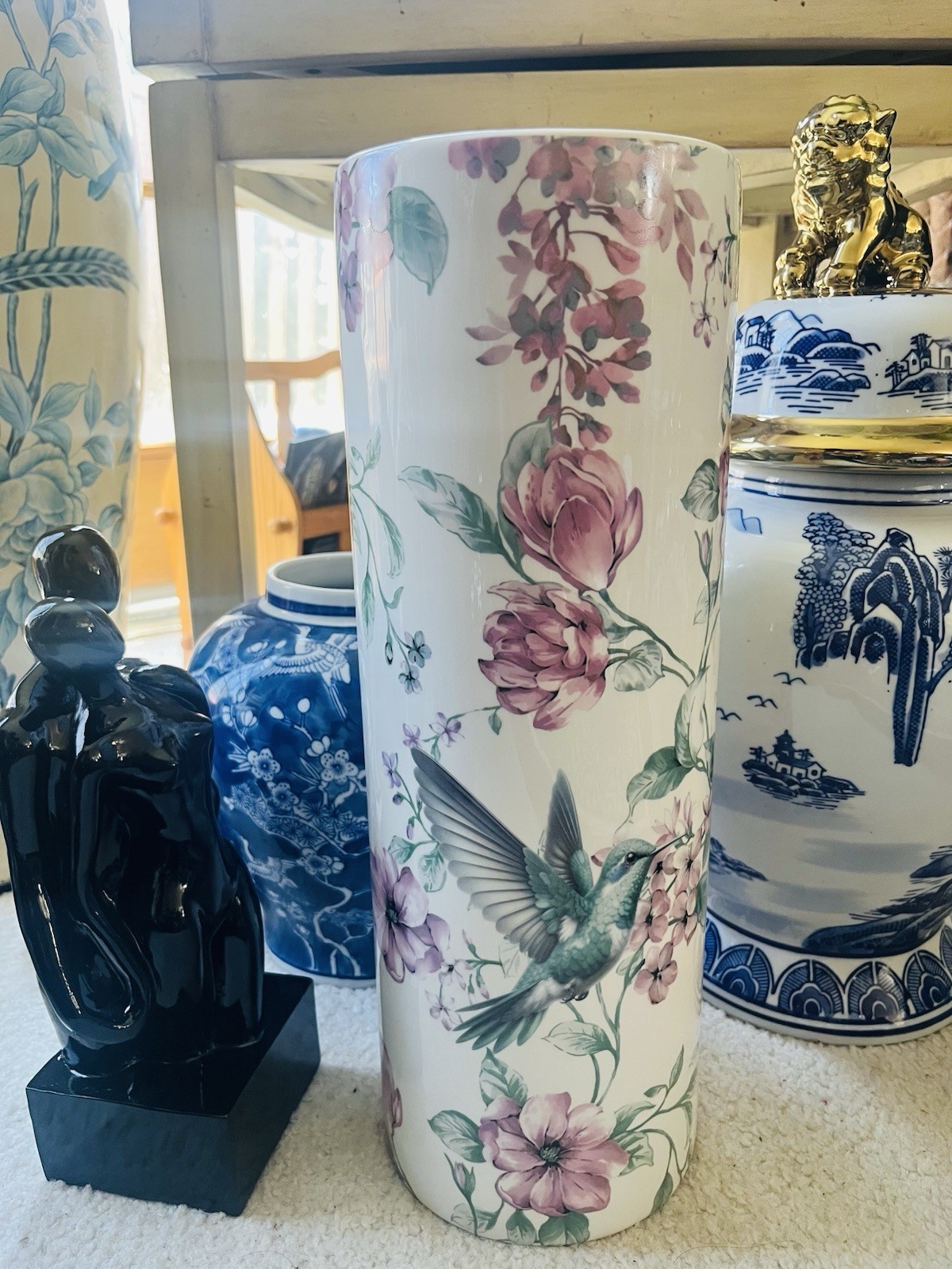 Beautiful Colorful Flower Bird Umbrella Stand Holder Floral /Vase NICE