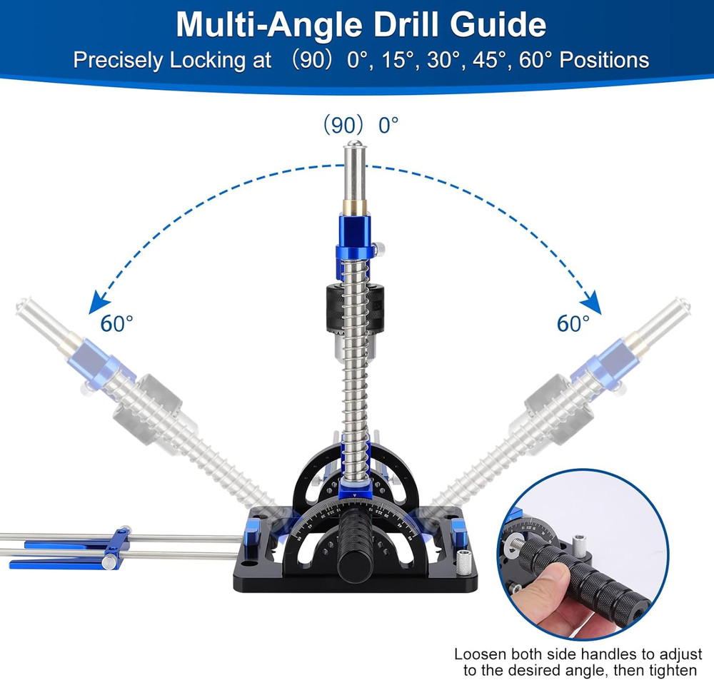 Upgraded Portable Drill Guide, Adjustable 0°To 60°Multi Angle Drill Guide for St