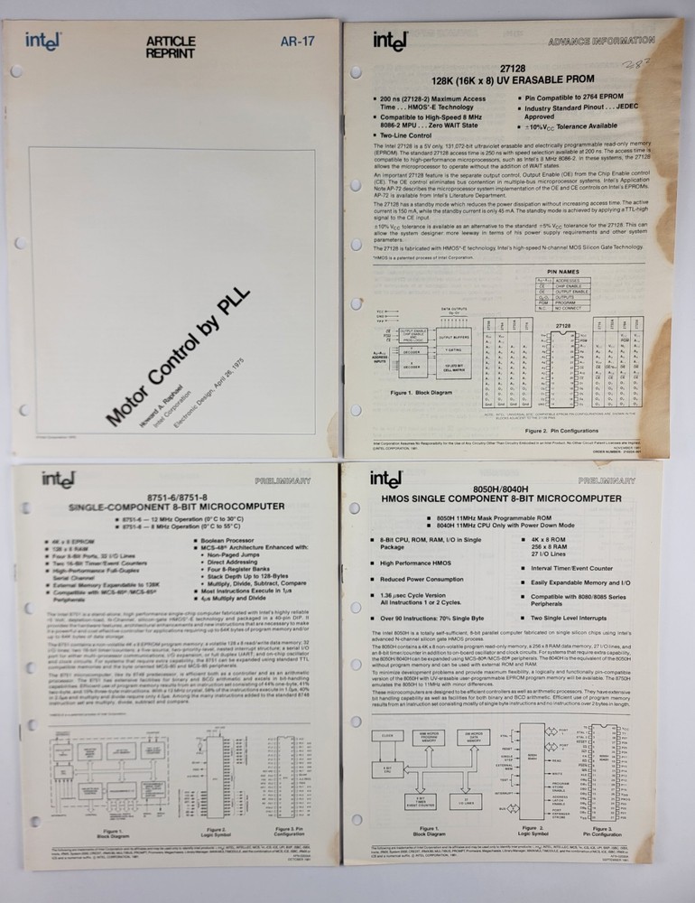Extremely Rare Original Vintage Preliminary Intel Data Sheets From The 70s & 80s