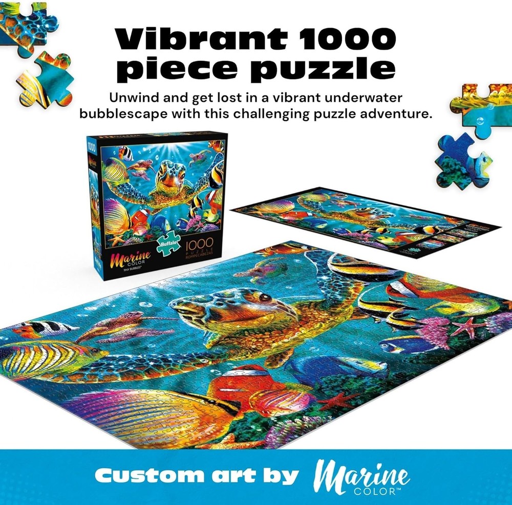 Tiny Bubbles Ocean Scene - 1000 Piece Jigsaw Puzzle with Bonus Reference Poster