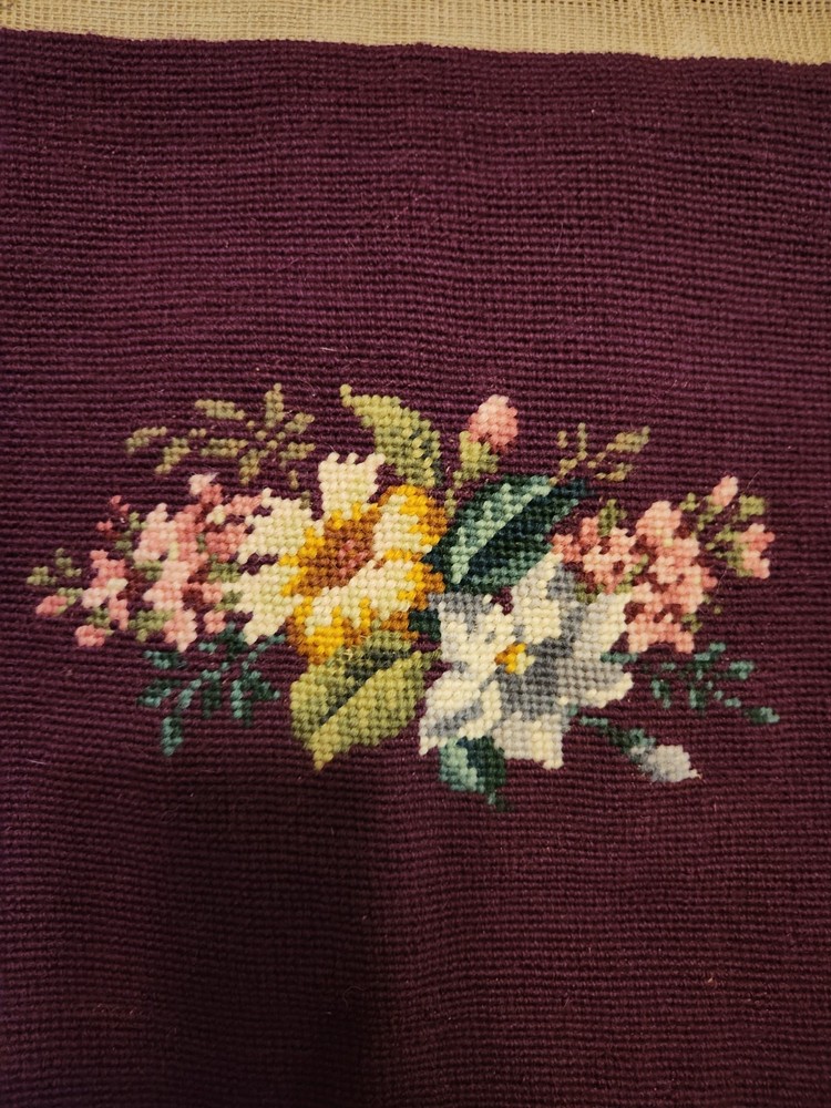 Beautiful Antique Needlepoint For Using On A Stool