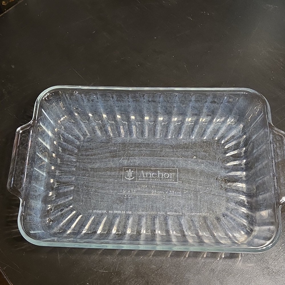 Anchor Glass Rectangular Baking Dish 3 qt 9x13 in Microwave Safe Clear