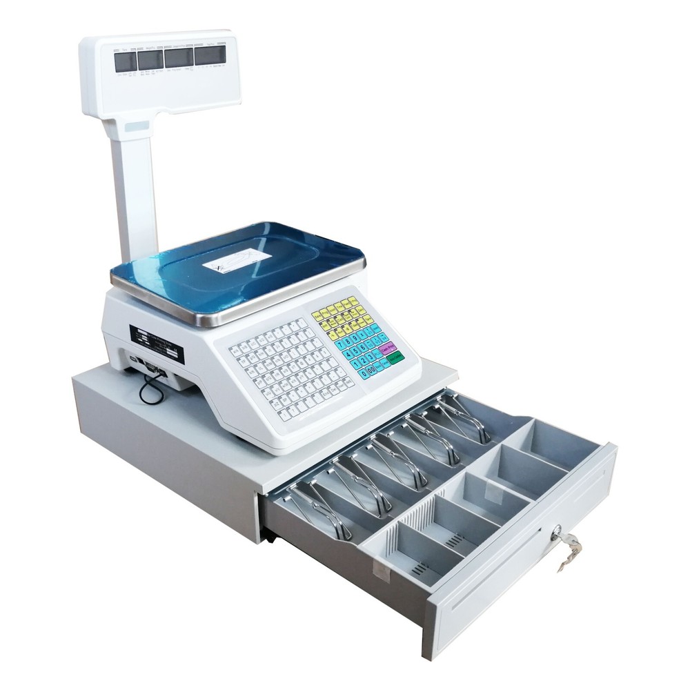 33lbs Digital Price Computing Scale with Cash Box Double-Sided LCD Display&Label