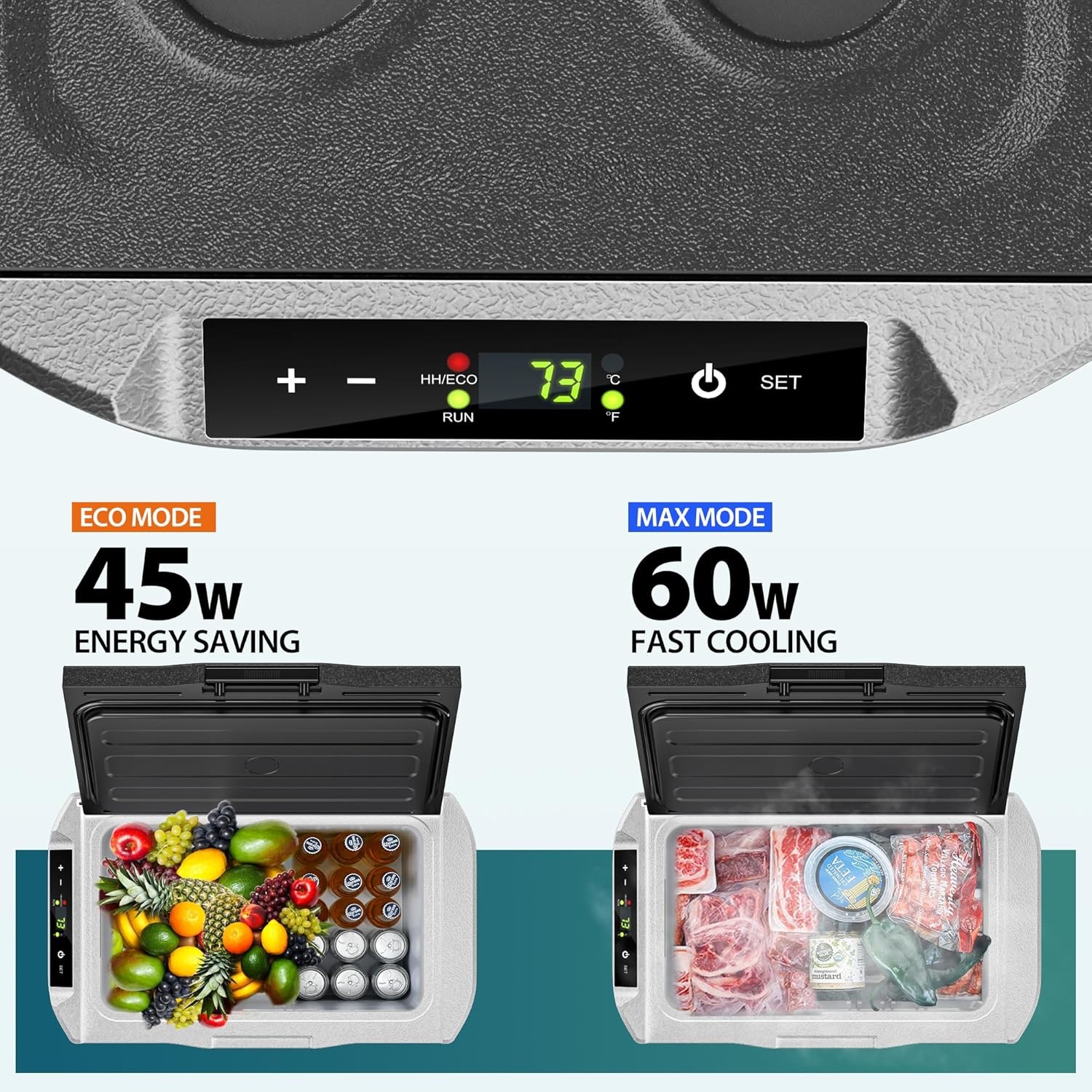 12V Portable Refrigerator Freezer -4℉~68℉ Car Cooler 12/24V DC 110V AC Camping