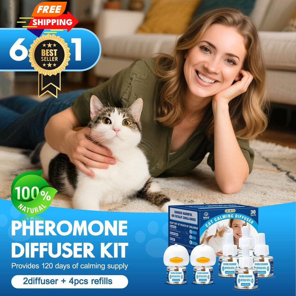 Cat Calming Pheromones Diffuser: 6-in-1 Kit Appeasing 6in1, Blue