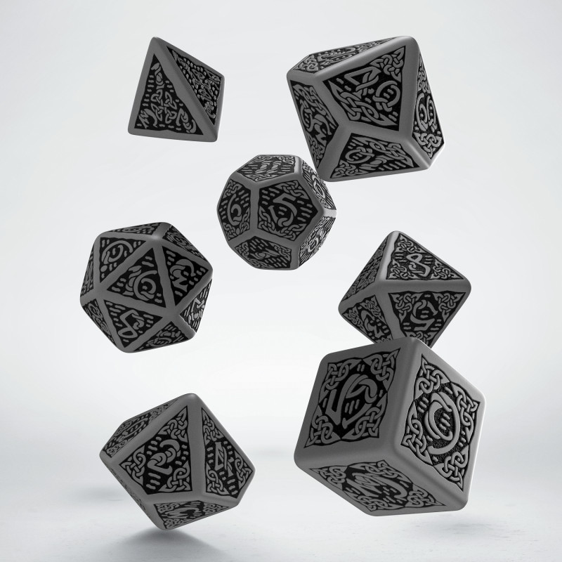 Celtic Dice Set 3D Grey/Black (7)