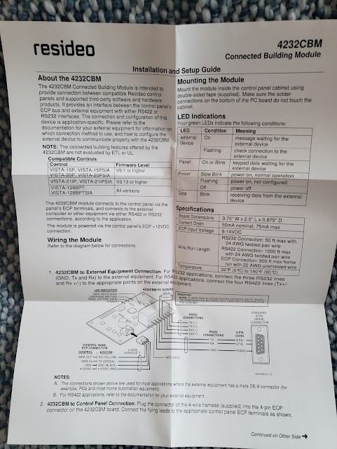 Honeywell 4232CBM Connected Building Module, open box but never installed.