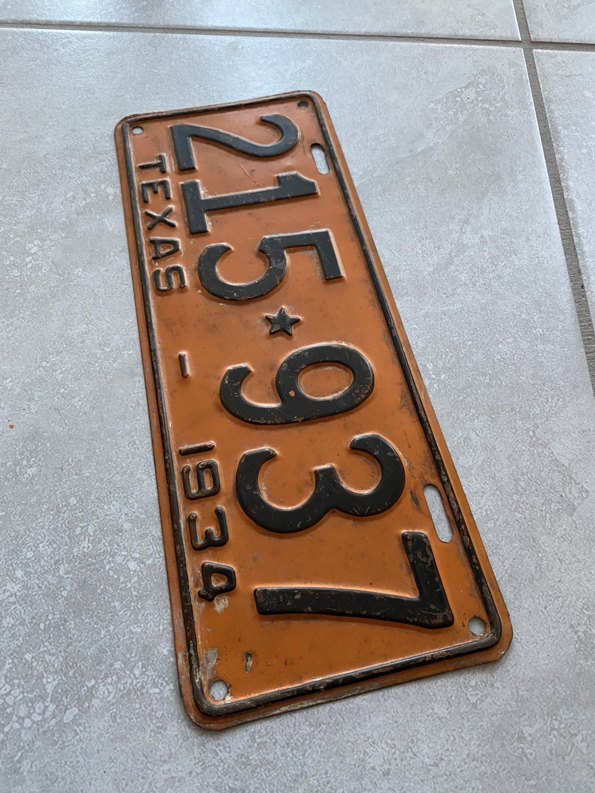 VINTAGE 1934 PASSENGER TEXAS LICENSE PLATE ORIGINAL PAINT