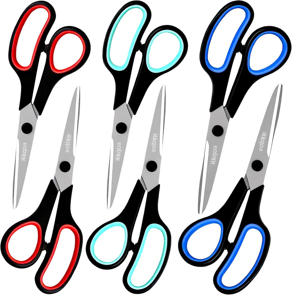Black Scissors Bulk,  8" All Purpose Scissors Pack - Thick Sharp Shears for Offi