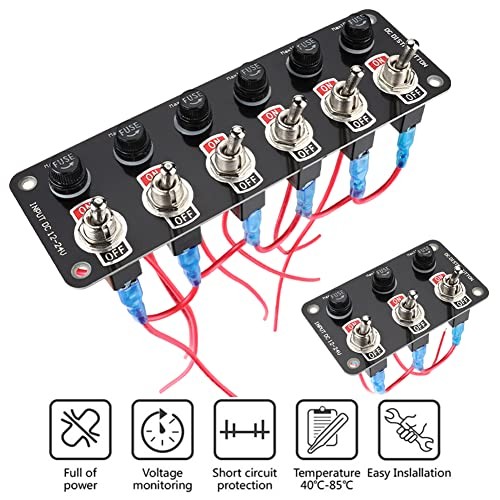 Waterproof Toggle Switch Panel Kit, DC 12V 3-in-1 Toggle Switch with 10A 3-gang