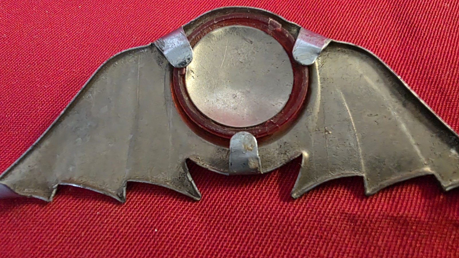Vintage Batwing Red Reflector Motorcycle Bike Car License Plate Rat Hot Rod