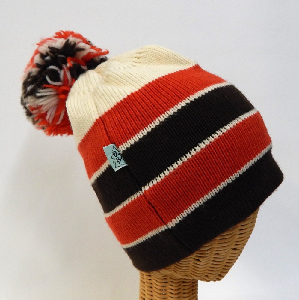 Vintage BSB Wool Striped Pom Ski Beanie Sock Cap Hat EUC