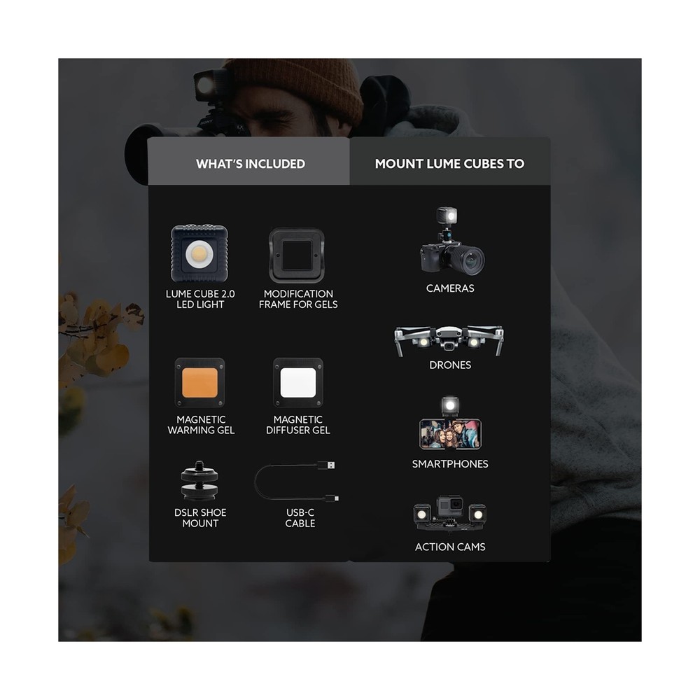 Lume Cube 2.0 Portable Lighting Kit | 6-Piece LED Lighting Kit with Diffusion...