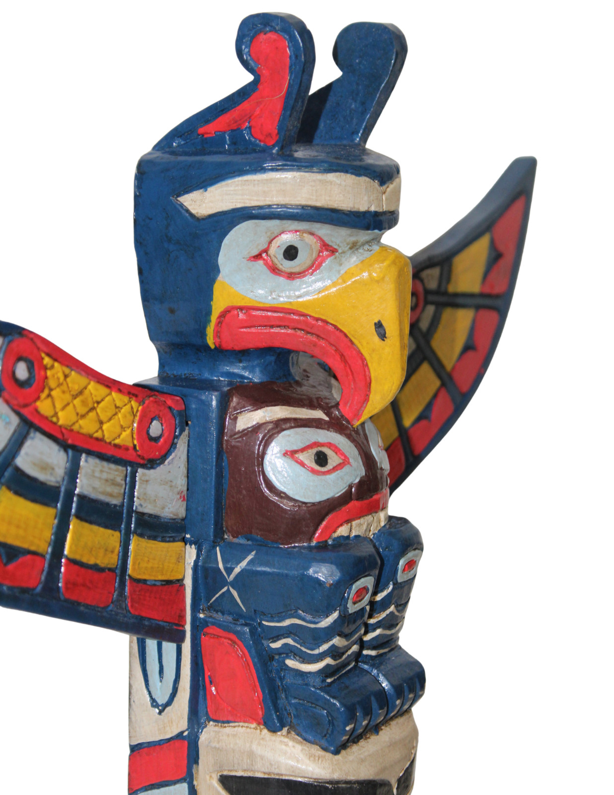 OLD TRIBE NORTHWEST COAST STYLE EAGLE FISH INDIAN TOTEM POLE NATIVE AMERICAN