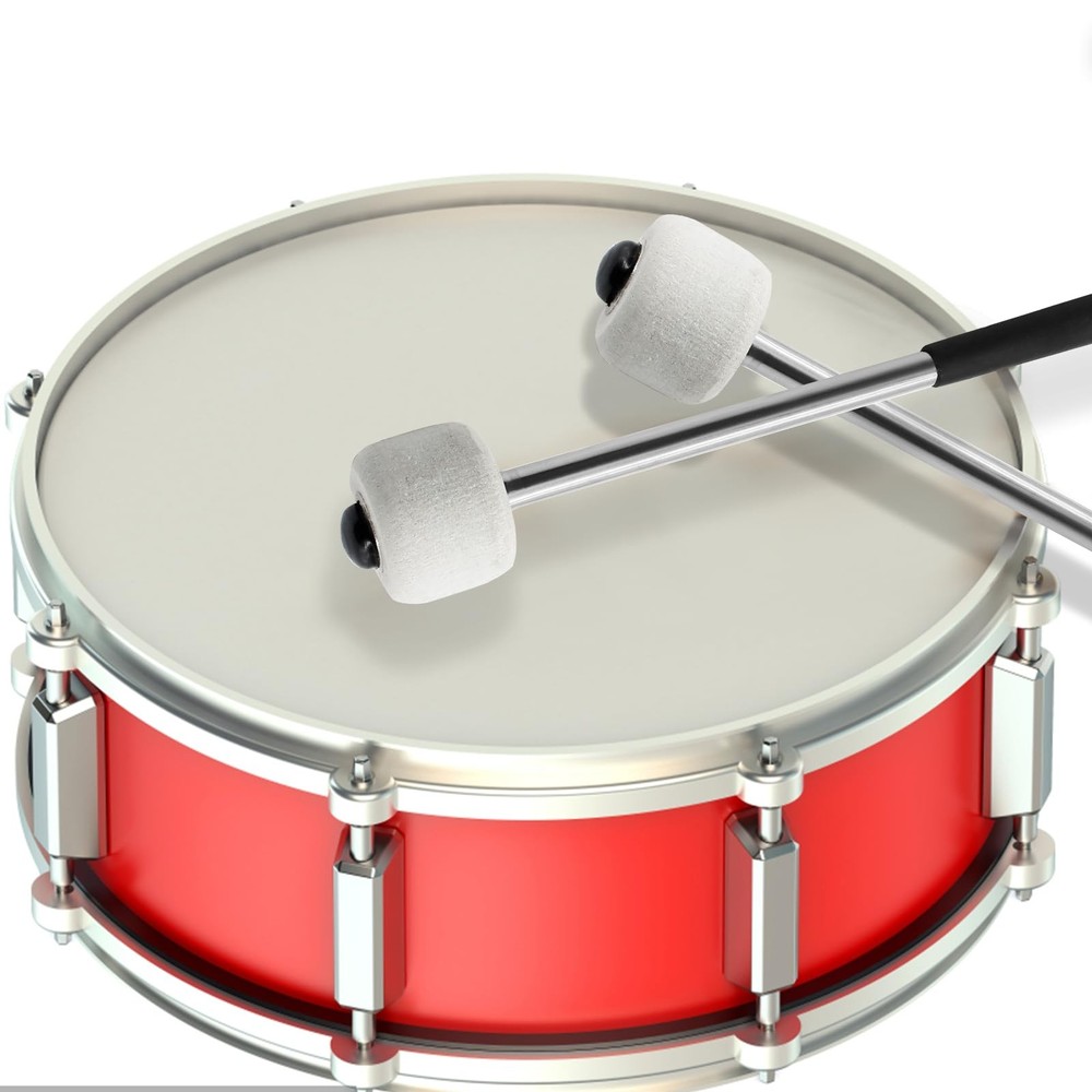 2 Pcs Marching Bass Drum Mallets, Wool Felt Drum Mallets Percussion with Stai...