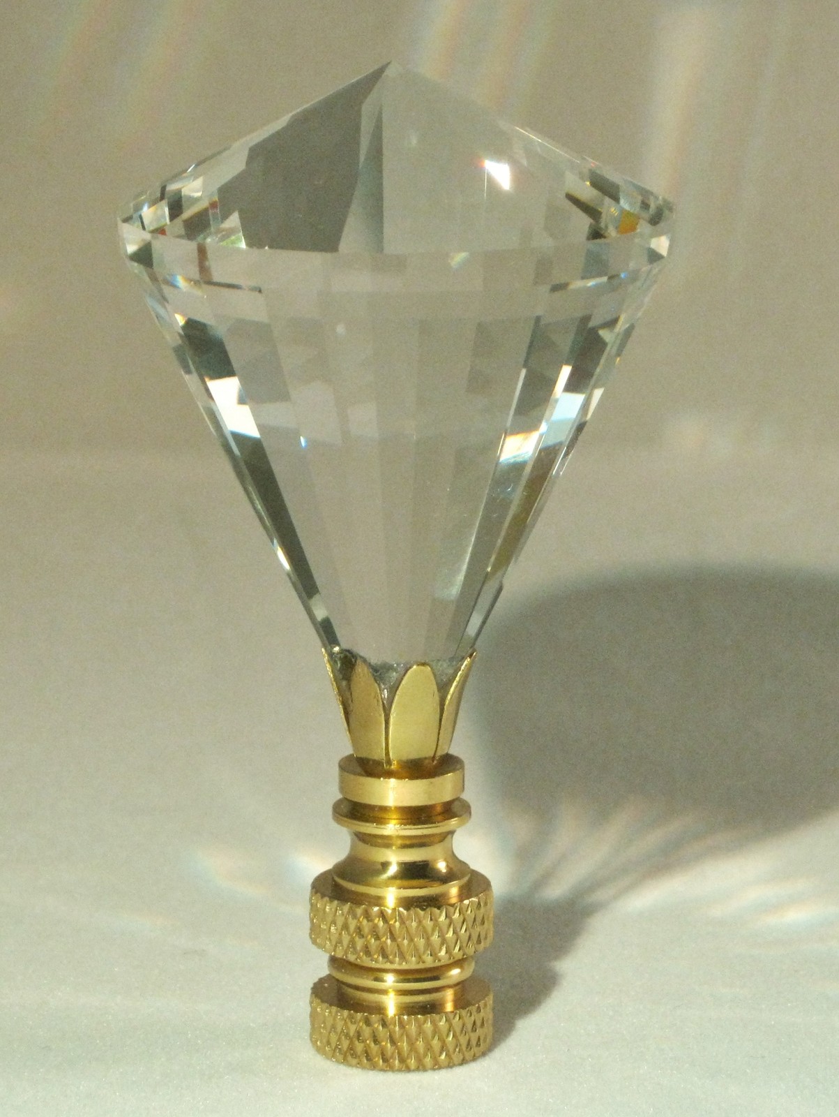 LAMP FINIAL-STUNNING LEADED CRYSTAL LAMP FINIAL-CLEAR DIAMOND