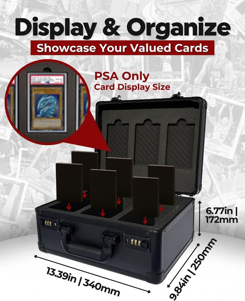 Graded Card Case – Durable PSA Slab Case with Combination Lock – 3 Row Graded Ca