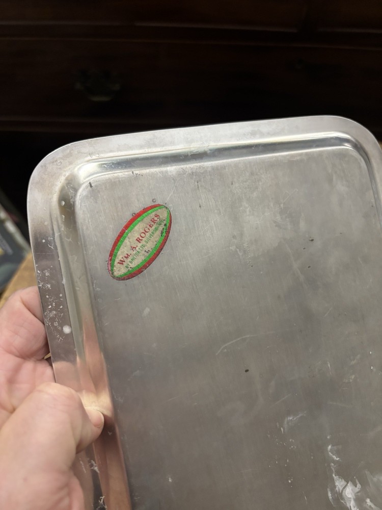 Two Vintage Small Mini Silverplate Trays Soap Jewelry Trinkets Wm A FB Rogers