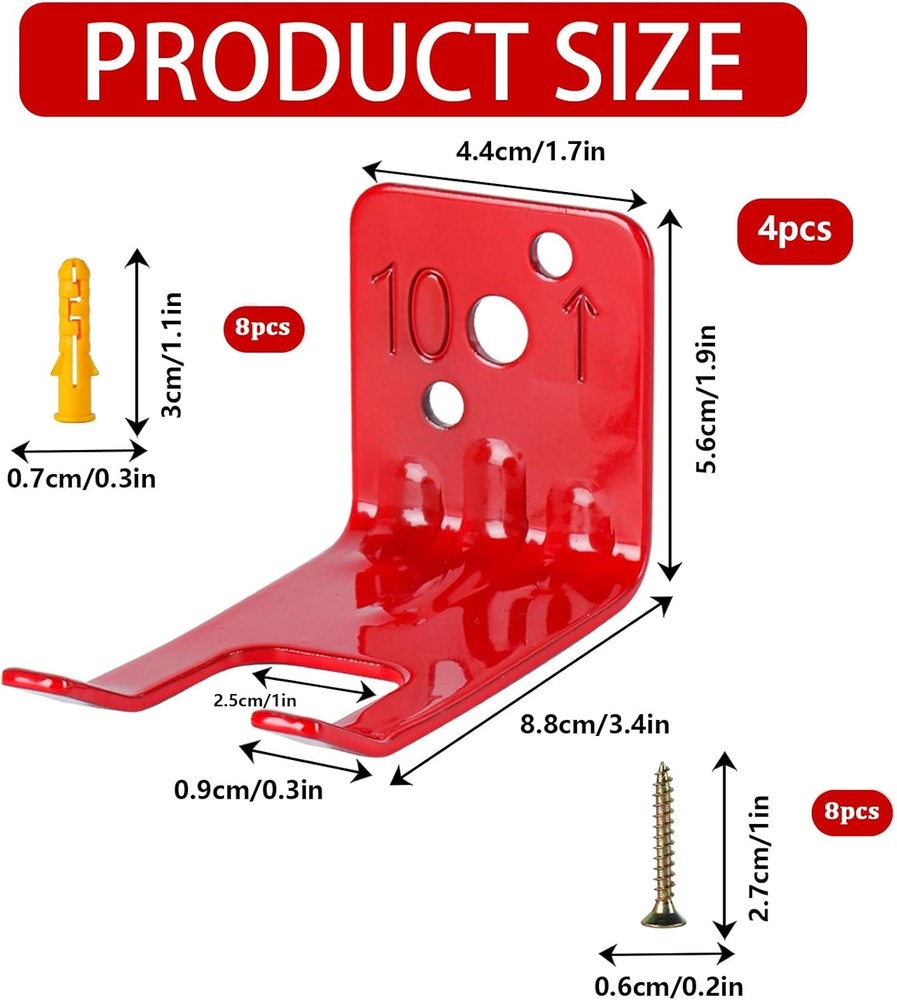 Fire Extinguisher Mounts & Brackets,4 Pack 4 Pack, Red