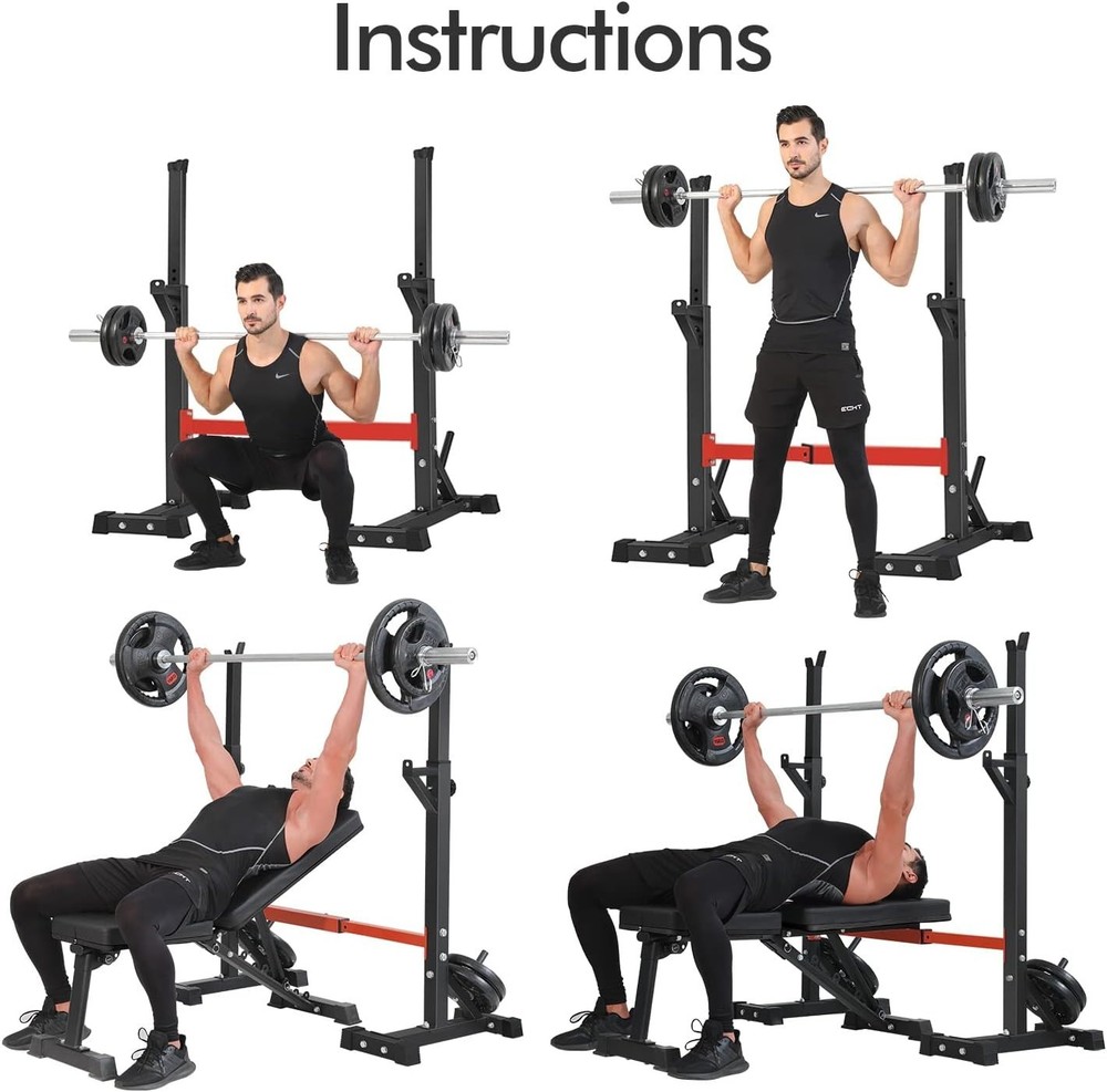 Multi-Functional Squat Rack with 550 lbs Capacity & Adjustable Height 50-57 in