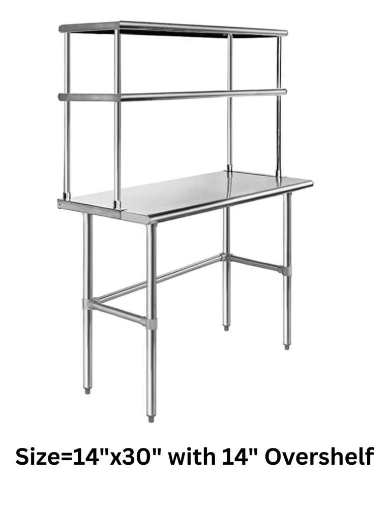 NSF Overshelf Table, Stainless Steel for Kitchen Prep & Commercial Use