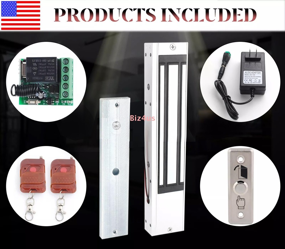 Door Access Control System, Electric Magnetic Lock, 2 Wireless Remote Controls