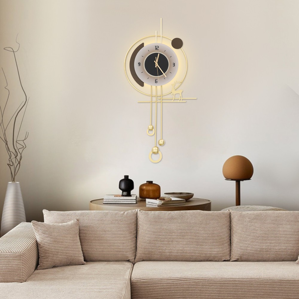 35*70cm Wall Clock, LED Lighting Wall Clock, Large Gold Decorative Wall Clock.