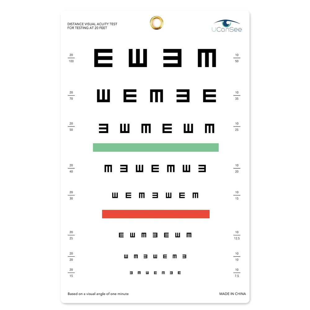 UCanSee E Eye Chart Visual Acuity Chart for Eye Exams 10 Feet
