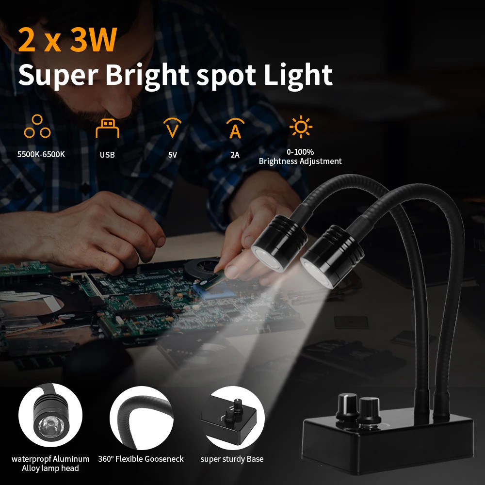 LED Microscope Light Source Gooseneck Lamp Illuminators for Industrial Camera
