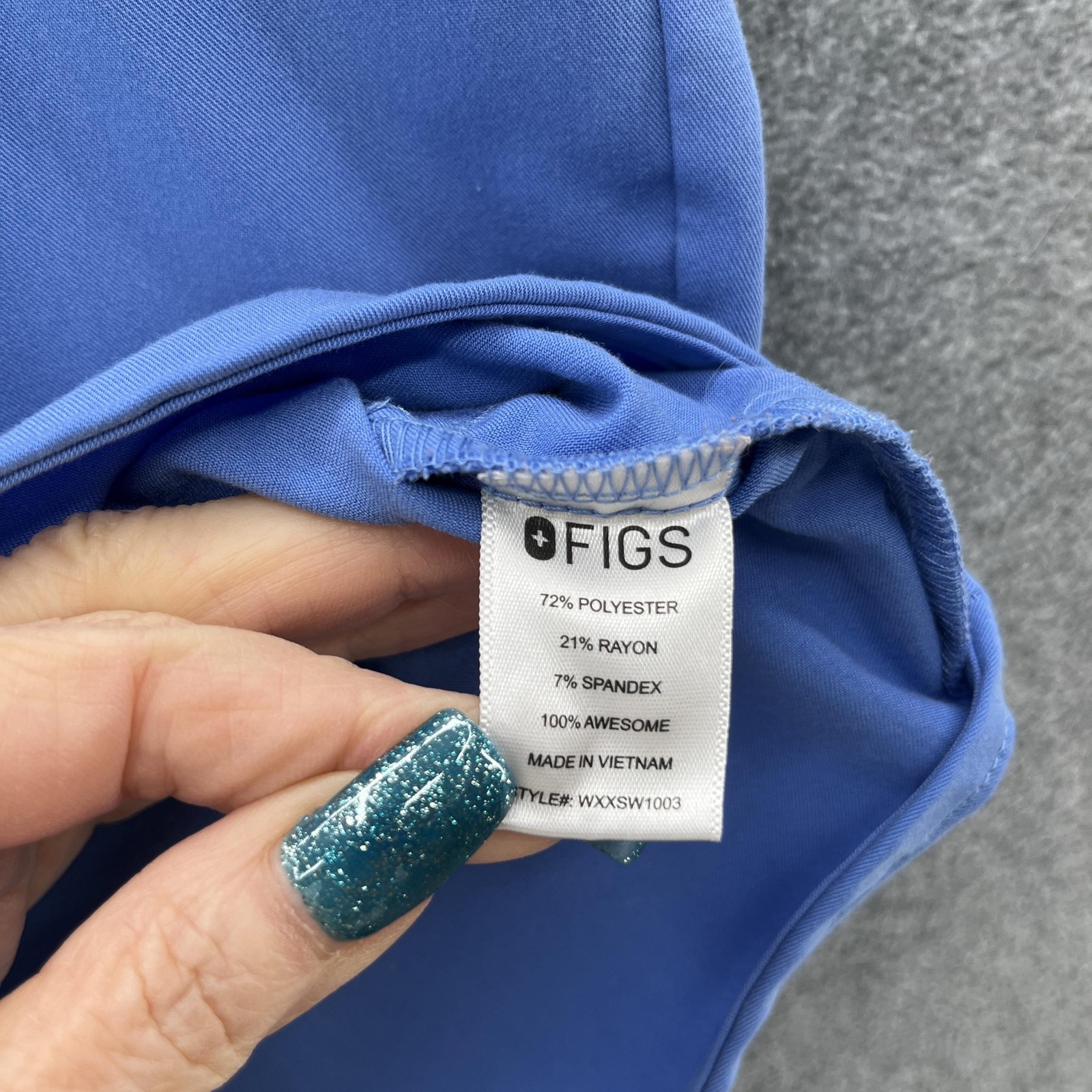 FIGS Shirt Womens XS Blue Rafaela Short Sleeve Relaxed V Neck Scrub Tunic