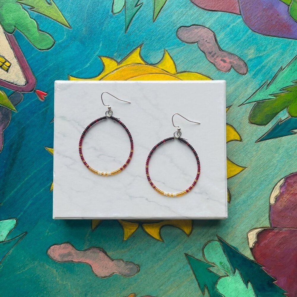 Autumn Gradient Bold Hand Beaded Tear Drop Earrings