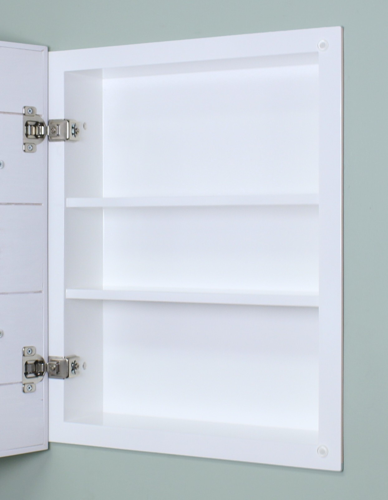 recessed medicine cabinet w/ picture frame door, no mirror, white interior 14x18