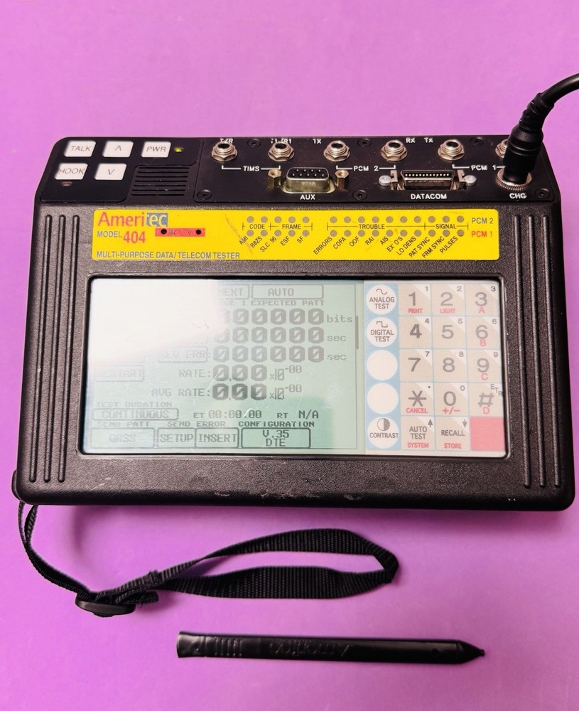 Ameritec 404 Multi-Purpose Data Telecom Tester w/ Ac Adapter + Stylus