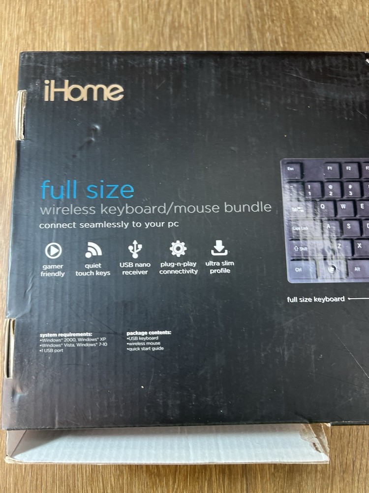IHome Wireless Keyboard/Mouse Bundle for Windows 10 Bluetooth Black