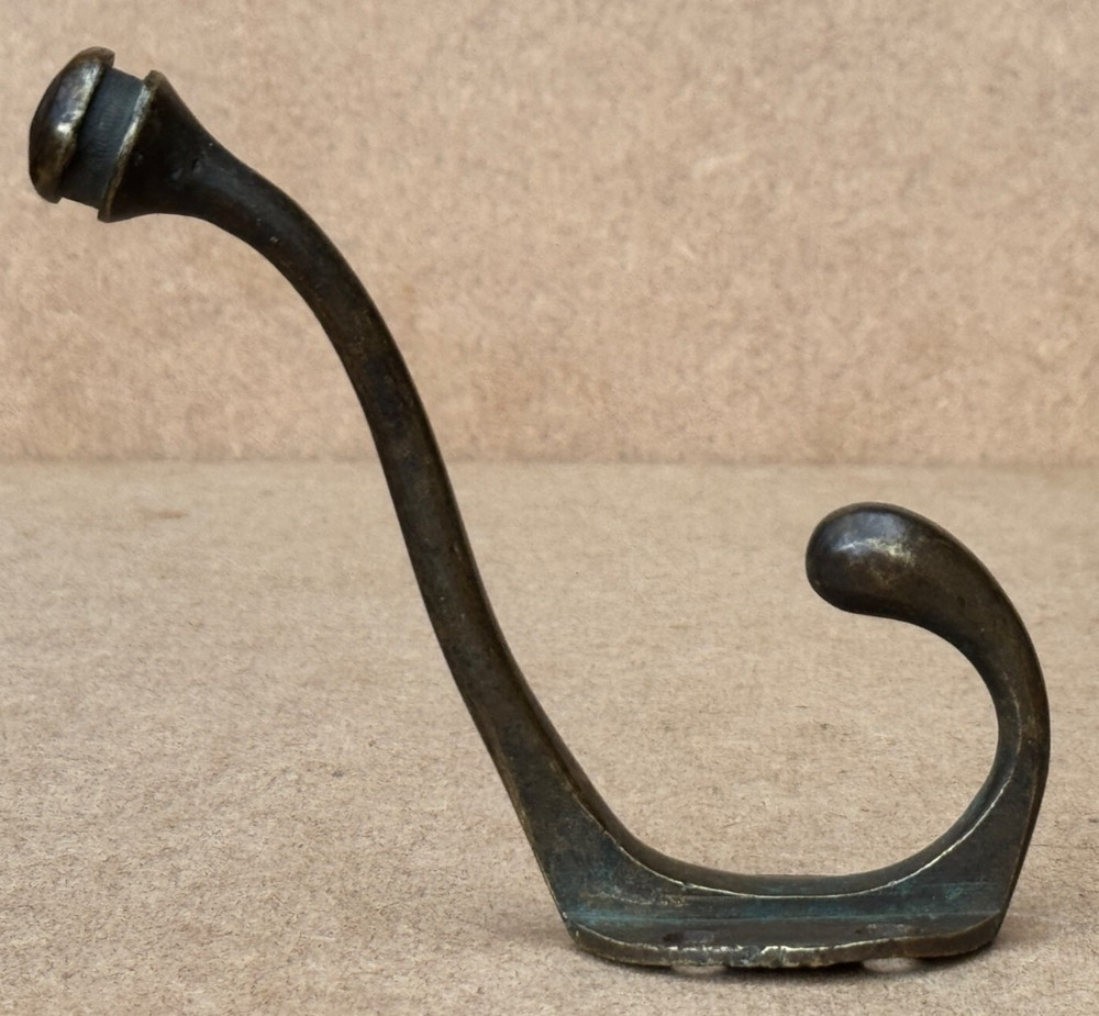 ANTIQUE BRASS DOUBLE COAT HOOK RECLAIMED