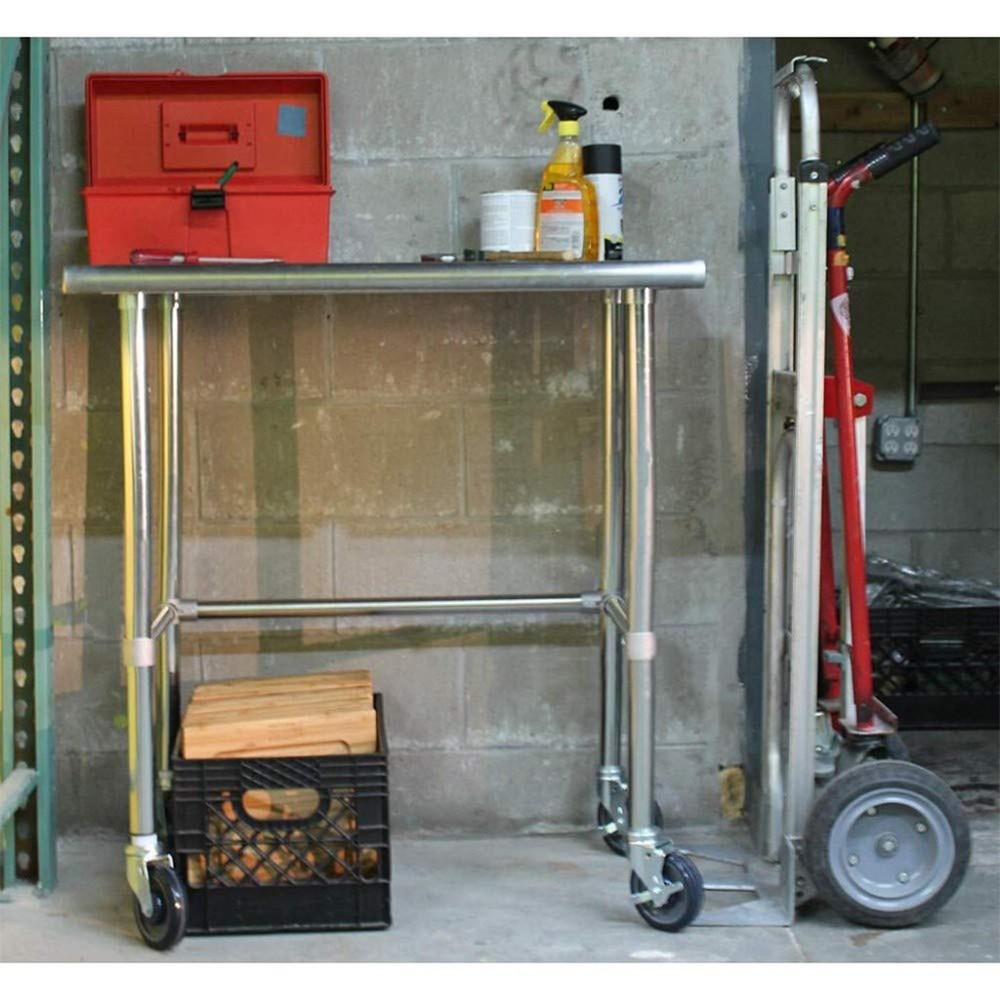 30" x 96" Open Base Stainless Steel Table + Casters | Prep Table on Wheels