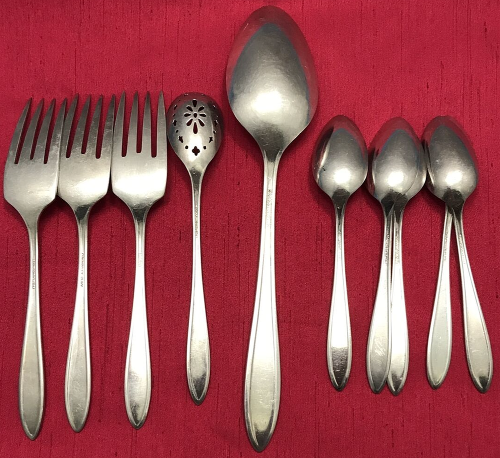 10 Pc 1917 ADAM Silverplated Mixed FLATWARE Community Plate