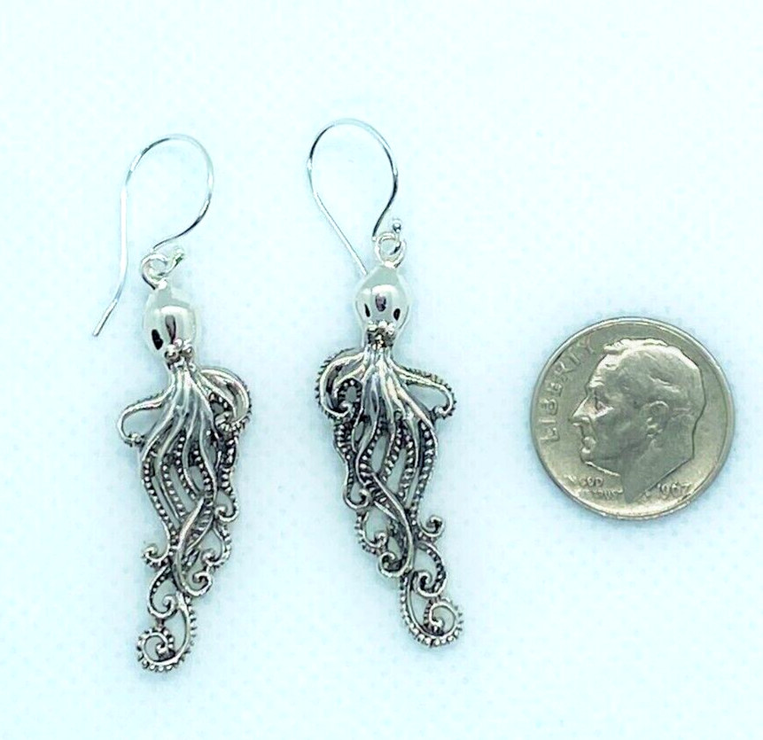 Octopus Earrings Dangles 925 Sterling