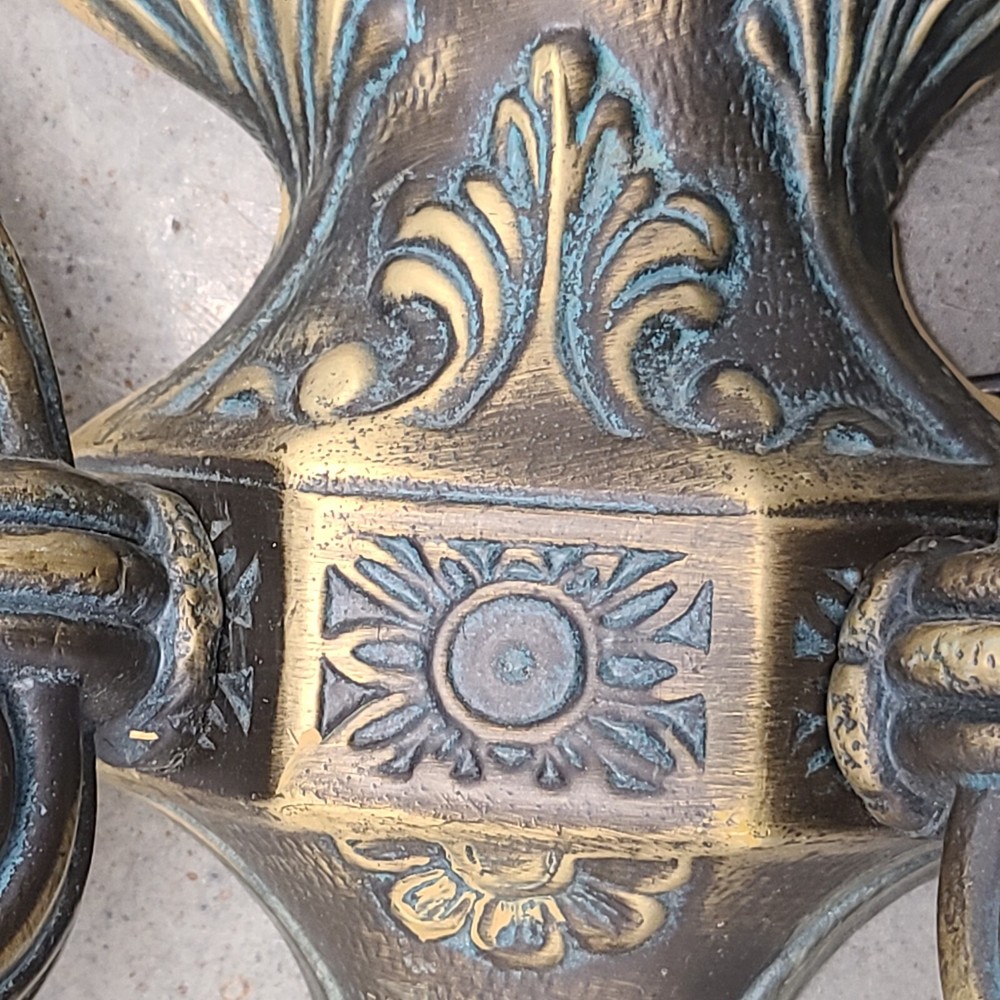 Ornate Antique solid brass double arm wall sconse