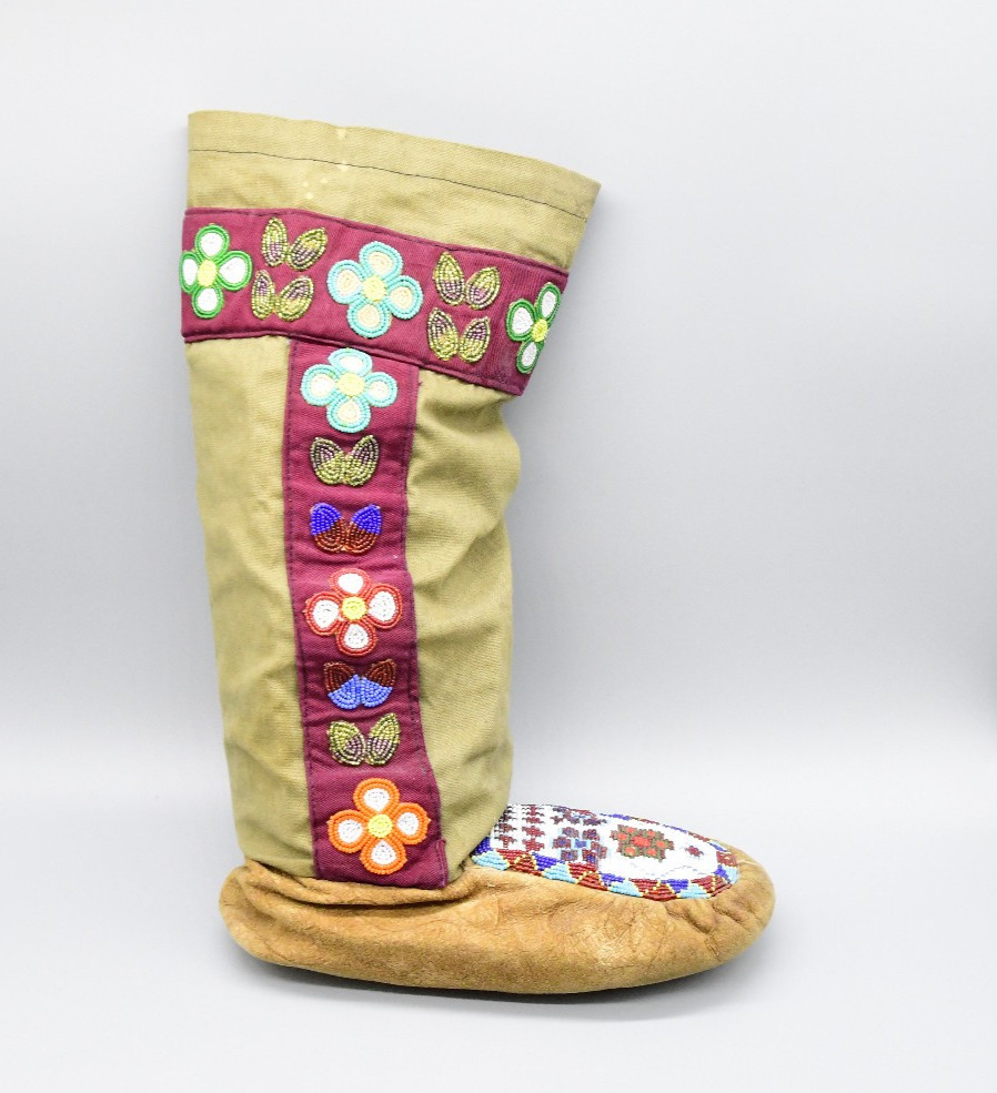 Cree Hightops Beautifully Beaded on Moosehide/ Canvis Tops