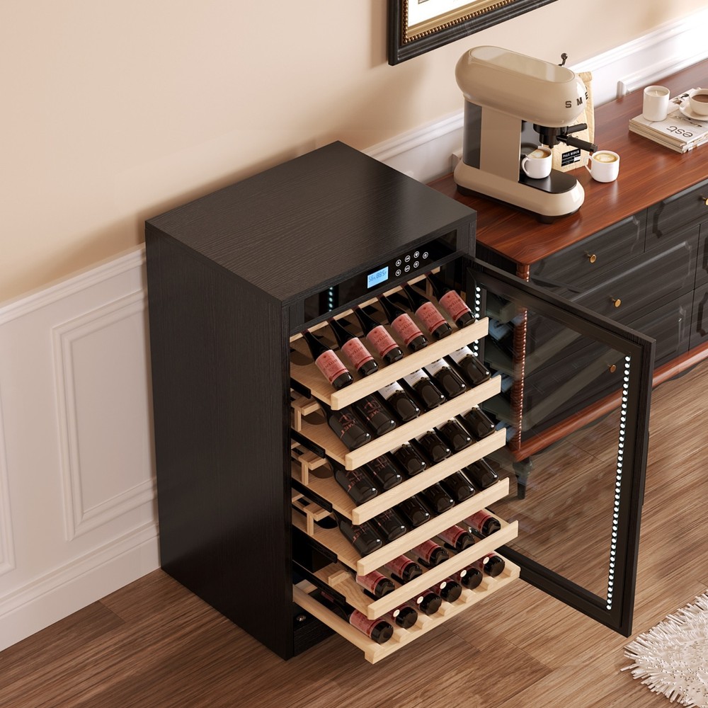 69 Bottles Touch Screen Display Constant Temperature Grape Wine Cooler,Black