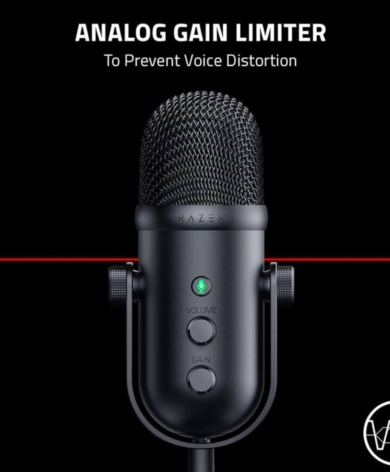 onn USB Dual-Pattern Podcasting Microphone, Mute Button, Adjustable Stand, Black