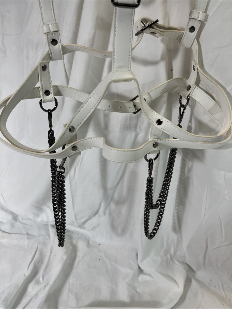 WHITE FAUX LEATHER BAPHOMET BONES HARANESS KILLSTAR