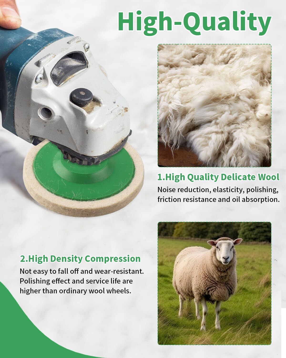 Wool Felt Polishing Wheel Disc 10pcs 4"Arbor Buffing Wheel For 100 Angle Grinder