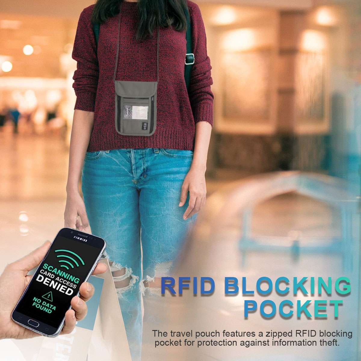 RFID Blocking Passport Holder Travel Wallet Bag Security Neck Pouch Anti-theft