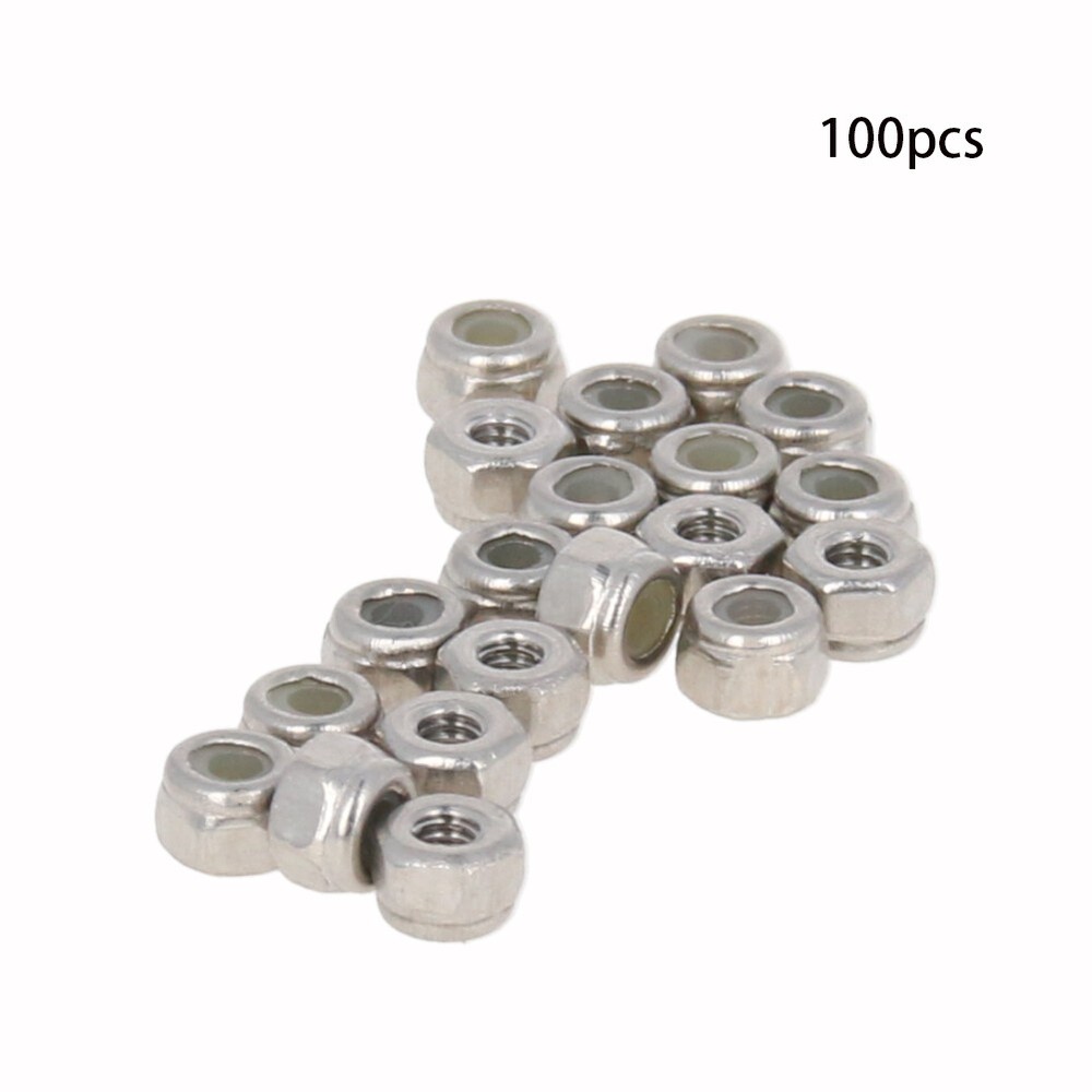 M2 Thread 304 Stainless Steel Nylon Insert Lock Nuts -Locking Hex Nuts 20-100Pcs