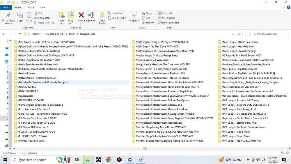 4TB hard drive full of loops, samples, refills, Rex, Native instrument programs
